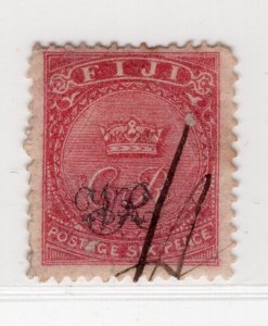 FIJI 1877 VR OVERPRINT ON 6p SG 33 SCOTT 39 VERY FINE USED SEE SCANS