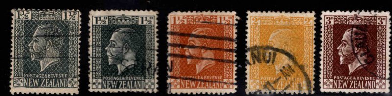 New Zealand Scott 160-164 used KGV Typo. set,