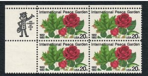 US # 2014 , Peace Garden , VF OG NH U/L Zip Block of 4 - I Combine S/H