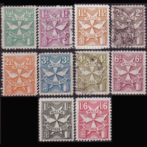 MALTA 1925 - Scott# J11-20 Cross Mixed Set of 10 LH