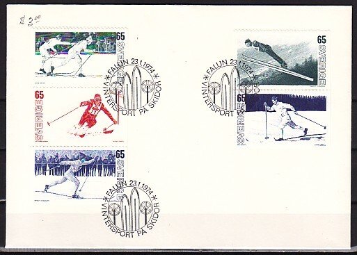 Sweden, Scott cat. 1031-1035. Skiing issue. First Day Cover.