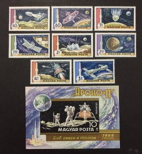 Hungary 1969 #C287-95(9), Moon Landing, MNH.