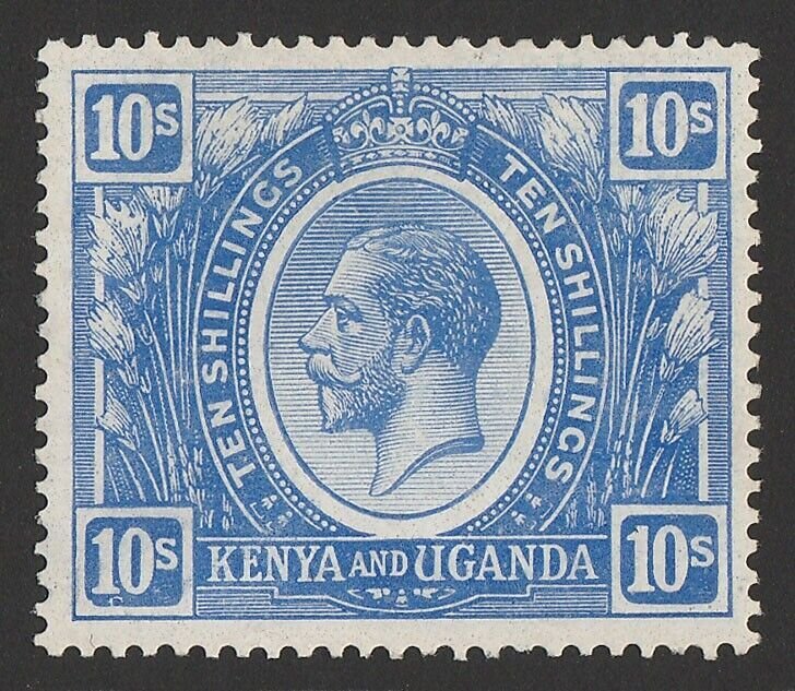 KENYA, UGANDA & TANGANYIKA 1922 KGV 10/- bright blue.  