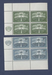 UNITED NATIONS UN - Scott 45-46  - MNH inscription blocks  -  UN Day 1956