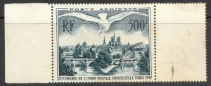 Used 1947 500f French Airmail Jumbo Postage Stamp, Scott #C22