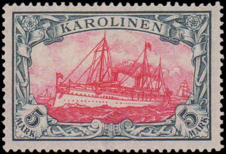 Caroline Islands #7-19, Complete Set(13), 1901, Ships, Hinged