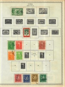 Cuba Stamp Collection On Album Pages Mixed Condition Lot