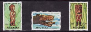 Aitutaki-Sc#160-2- id7-unusd NH set -Wood Figurines-1978-