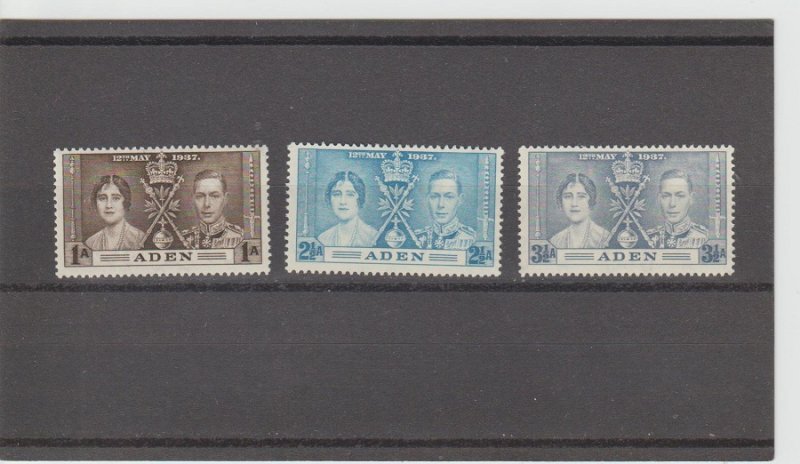 Aden  Scott#  13-15  MH  (1937 Coronation Issue)