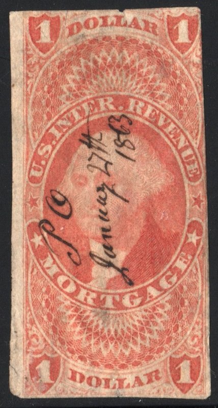 R73a $1.00 Revenue: Mortgage: Imperforate (1862) Used