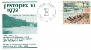 100 YEARS OF NATIONAL PARKS AND LONG POINT STATE PARK CACHET COVER FENTOPEX 1972