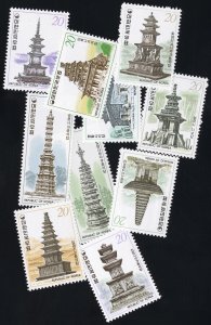 Korea Stamps # 1119-28 MNH Temples