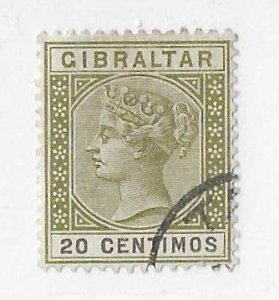 Gibraltar Sc #31 20 centimos  olive green used VF