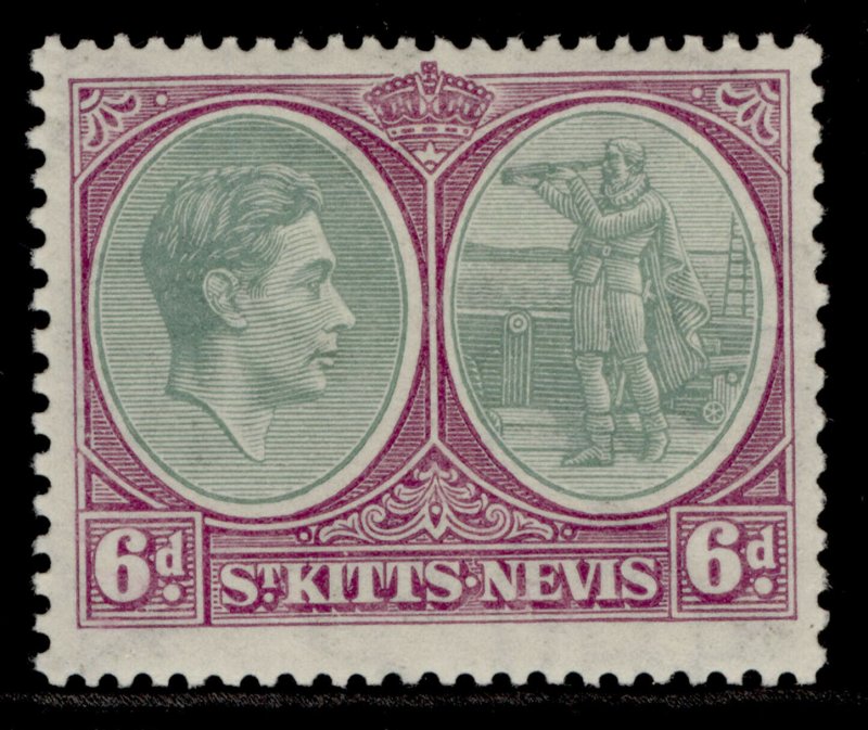 ST KITTS-NEVIS GVI SG74, 6d green & bright purple, M MINT. Cat £13.