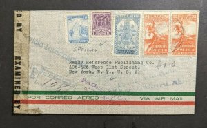 1943 Monterrey Nuevo Leon Mexico Censored Registered Airmail Cover to New York