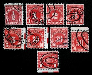 US Postage Due Stamps SC#  j79-j87 Used Double Oval Cancels Specialty Set 1931