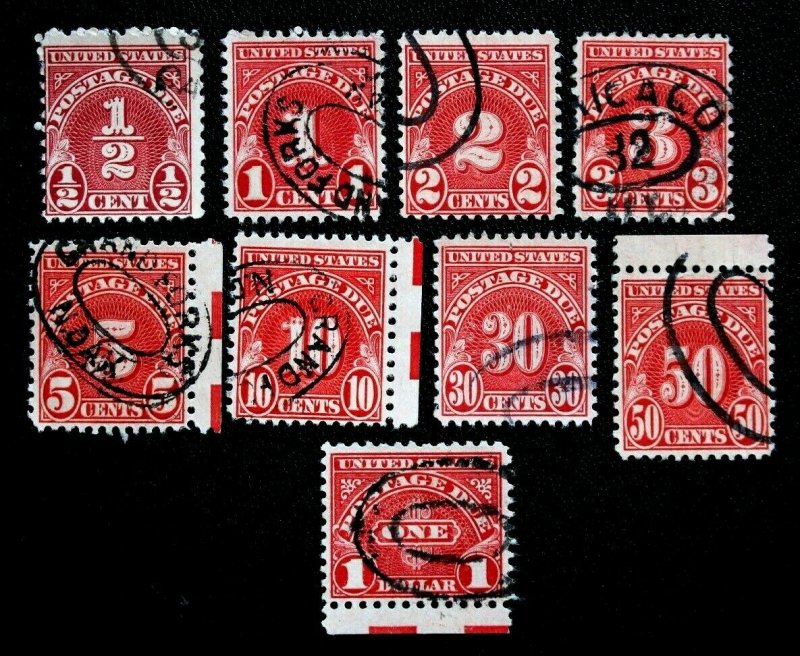 US Postage Due Stamps SC#  j79-j87 Used Double Oval Cancels Specialty Set 1931