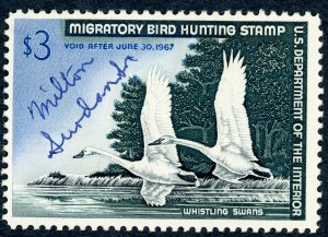 #RW33 – 1966 $3.00 Whistling Swans. Used.