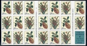 US Stamp #3127a MNH - Botanical Prints 32¢ Pane of 20 + Label w/ Plate #S11111