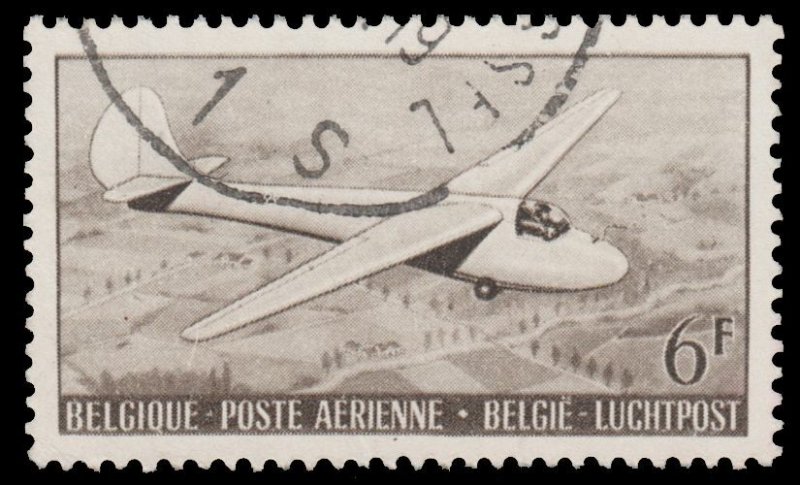 BELGIUM AIRMAIL STAMP 1951. SCOTT # C13. USED. # 1