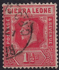 Sierra Leone 1921 – 27 KGV 1 1/2d Scarlet used SG 133 Die 2 ( L1110 ) 