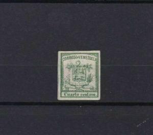 VENEZUELA 1862 IMPERF STAMP ¼ CENTAVO MOUNTED MINT  CAT £28  REF 6301