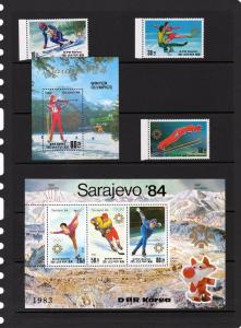 North Korea 1983 Sarajevo Olympics Set+Shlt+SS MNH Sc2320/24