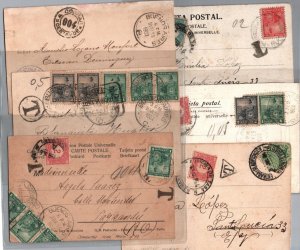 ca1900 Uruguay appealing lot of 6 different tax due stamps postcards Argentina