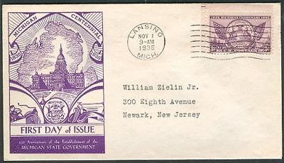 US #775  3¢ Michigan FDC, Dyer cachet, VF, Mellone $15.