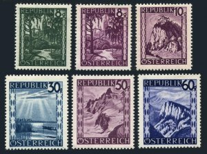 Austria 483-488,483 hinged, other MNH. Landscapes, 1946-1947. Railroad viaducts.