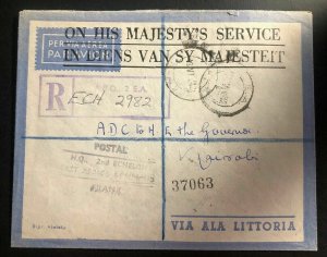1942 British Eritrea APO 2 EA OHMS Registered Airmail Cover To Nairobi Kenya