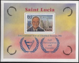 Saint Lucia 563 (mnh s/s) $5 Year of the Disabled: FDR (1981)