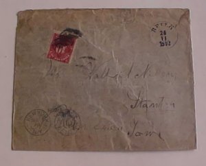 US  POSTAGE DUE   TIED 1902  #J42 STANTON IOWA FROM BELLO SWEDEN