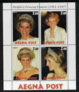 AEGNA - 1998 - Princess Diana - Perf 4v Sheet - Mint Never Hinged -Private Issue