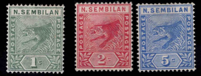 MALAYA Negri Sembilan Scott 2-4 MH* 1893 Tiger stamp set