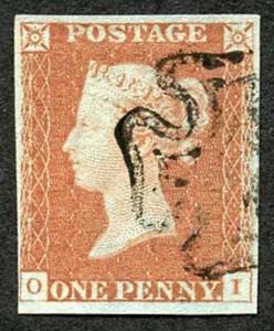 1841 Penny Red (OI) Plate 25 Fine Four Margins CLEAR PROFILE