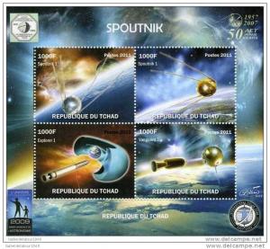 Chad 2011 SPACE Sputnik 1 Explorer-Astronomy Year Sheet Perforated Mint (NH)