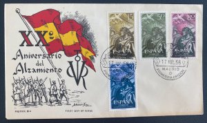 1956 Madrid Spain First Day Cover FDC 20th Anniversary Of The Upraising