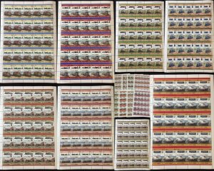 TUVALU TRAINS 400 Stamps Locomotives Sheets of 50 MNH x 8( BLK34 )