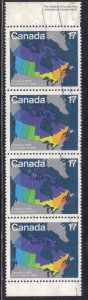 CANADA SC# 892 USED 17c 1981 STRIP OF 4 MAP SEE SCAN