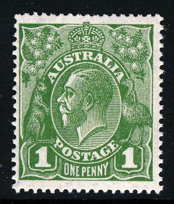 AUSTRALIA KG V 1927 1d. Sage-Green Watermark Mult Crown A W7 Perf.14 SG 85 MNH