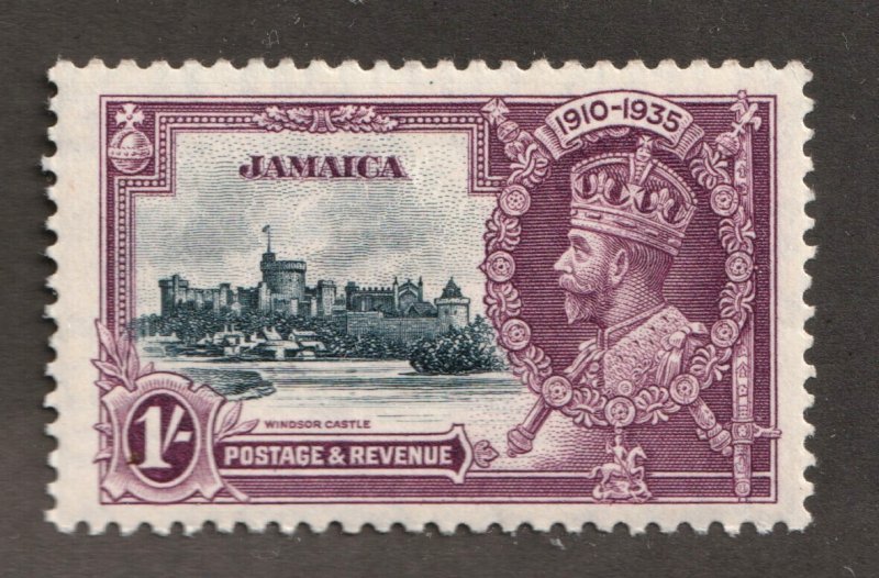 1935 Jamaica Sc #112 - 1 Shilling, KGV & Castle, Silver Jubilee. MH Cv$9