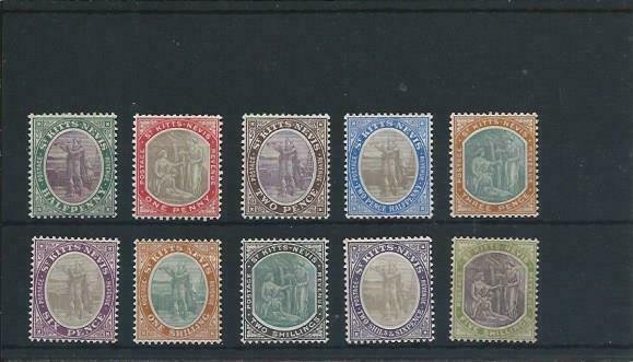 ST KITTS-NEVIS 1903 SET OF TEN FINE MAINLY LMM SG 1/10 CAT £150