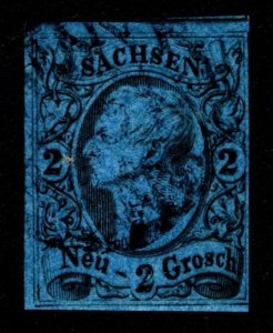 1855, Germany Saxony, 2Gr, Used, Sc 11