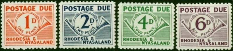 Rhodesia & Nyasaland 1961 Postage Due Set of 4 SGD1-D4 Fine LMM