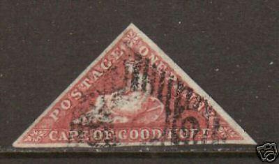 Cape of Good Hope Sc 3c used 1857 1p rose Triangular, Watermark Sideways XF 