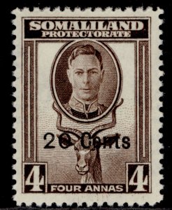 SOMALILAND PROTECTORATE GVI SG128, 20c on 4a sepia, M MINT.