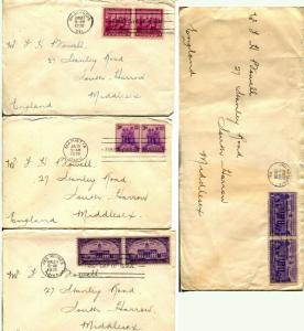 1938 USA #835-838 FDC First Day Issue Cover Collection CONSTITUTION RATIFICATION