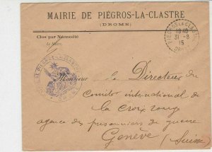 France WW1 1915 Military Correspondence Slogan Stamps Cover to Geneva Ref 31075