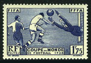 France 349, MNH. World Cup Soccer Championship, France. Players, 1938